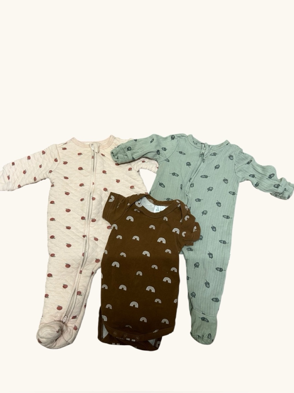 Rabbit & Bear Zip Sleepers & Mebie Baby Bodysuit Set 0-3M
